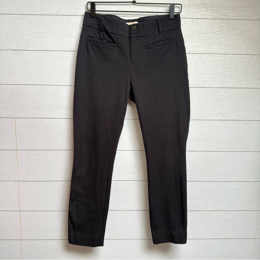 Anthropologie | Slim Black Tailored Ankle Pants – Minimalist Workwear | Size 4
